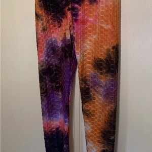 Women’s Scrunch Butt Honeycomb Leggings – Tie Dye – High Waist – Size S/M